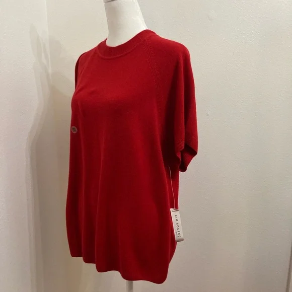 NWT Kim Rogers Signature Red Short Sleeve Lightweight Sweater Size Petite XL - Picture 5 of 11